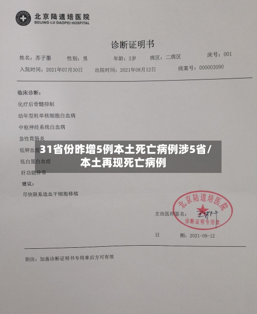 31省份昨增5例本土死亡病例涉5省/本土再现死亡病例-第2张图片