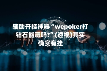 辅助开挂神器“wepoker打钻石能赢吗?”(透视)其实确实有挂-第2张图片
