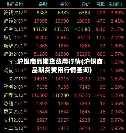 沪银商品期货费用行情(沪银商品期货费用行情查询)