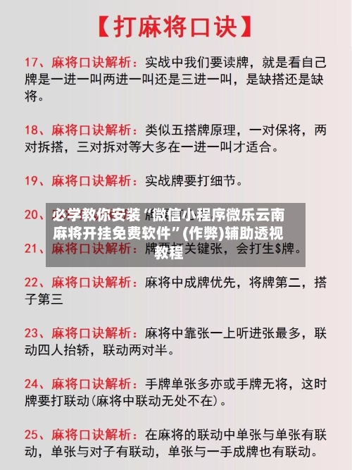 必学教你安装“微信小程序微乐云南麻将开挂免费软件”(作弊)辅助透视教程-第2张图片