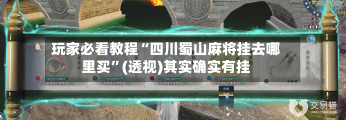玩家必看教程“四川蜀山麻将挂去哪里买”(透视)其实确实有挂-第3张图片