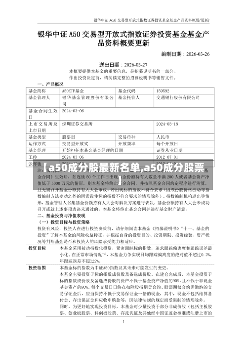 【a50成分股最新名单,a50成分股票】