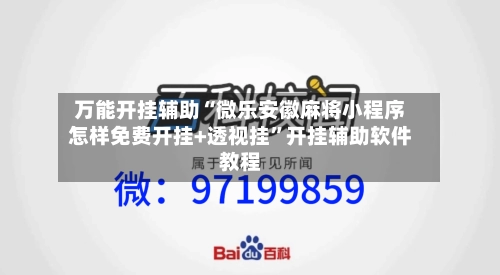 万能开挂辅助“微乐安徽麻将小程序怎样免费开挂+透视挂”开挂辅助软件教程-第2张图片