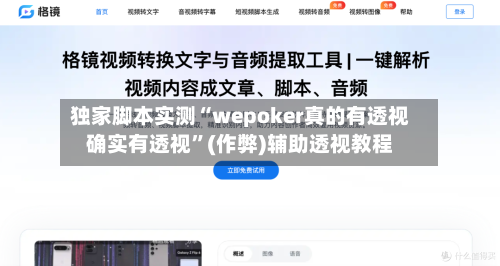 独家脚本实测“wepoker真的有透视确实有透视”(作弊)辅助透视教程-第2张图片