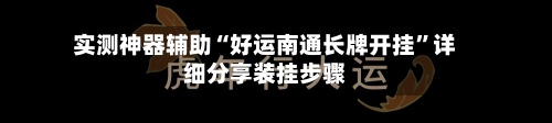 实测神器辅助“好运南通长牌开挂”详细分享装挂步骤