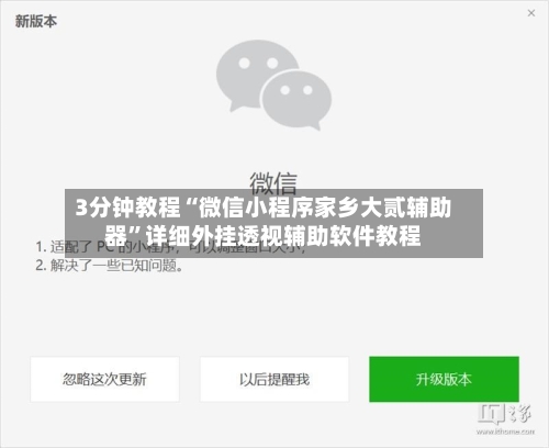 3分钟教程“微信小程序家乡大贰辅助器”详细外挂透视辅助软件教程