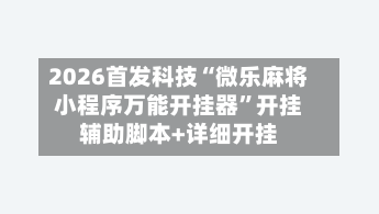 2026首发科技“微乐麻将小程序万能开挂器”开挂辅助脚本+详细开挂-第2张图片