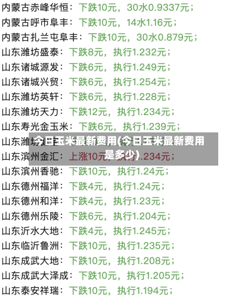 今日玉米最新费用(今日玉米最新费用是多少)-第2张图片