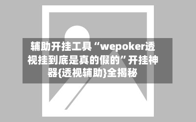 辅助开挂工具“wepoker透视挂到底是真的假的	”开挂神器{透视辅助}全揭秘-第2张图片