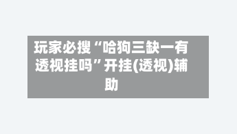 玩家必搜“哈狗三缺一有透视挂吗”开挂(透视)辅助-第2张图片