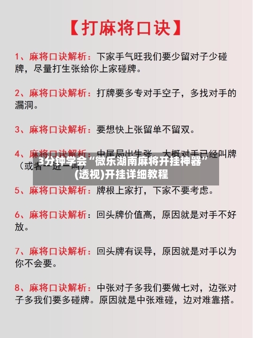 3分钟学会“微乐湖南麻将开挂神器”(透视)开挂详细教程