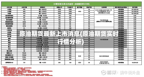原油期货最新上市消息(原油期货实时行情分析)
