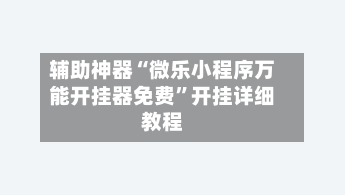 辅助神器“微乐小程序万能开挂器免费”开挂详细教程-第3张图片
