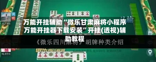 万能开挂辅助“微乐甘肃麻将小程序万能开挂器下载安装”开挂(透视)辅助教程-第2张图片
