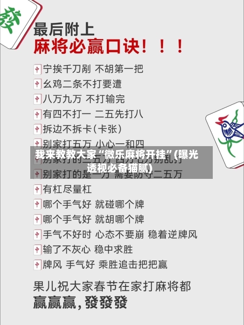 我来教教大家“微乐麻将开挂”(曝光透视必备猫腻)-第3张图片
