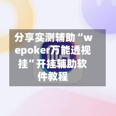 分享实测辅助“wepoker万能透视挂”开挂辅助软件教程-第3张图片