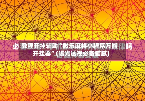 教程开挂辅助“微乐麻将小程序万能开挂器”(曝光透视必备猫腻)
