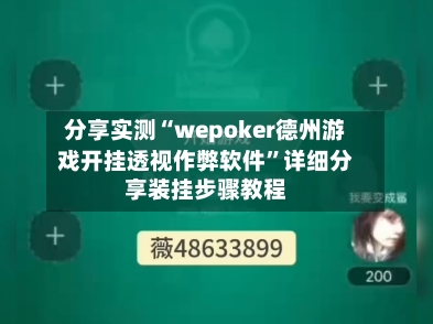 分享实测“wepoker德州游戏开挂透视作弊软件”详细分享装挂步骤教程-第2张图片