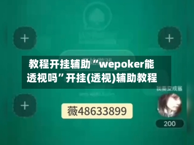 教程开挂辅助“wepoker能透视吗	”开挂(透视)辅助教程-第2张图片