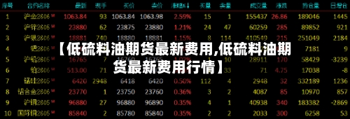 【低硫料油期货最新费用,低硫料油期货最新费用行情】-第3张图片