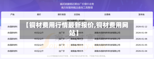 【铜材费用行情最新报价,铜材费用网站】-第2张图片