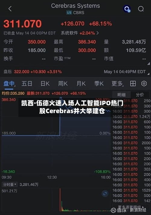凯西·伍德火速入场人工智能IPO热门股Cerebras并大举建仓