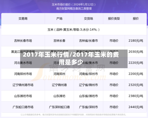 2017年玉米行情/2017年玉米的费用是多少-第2张图片